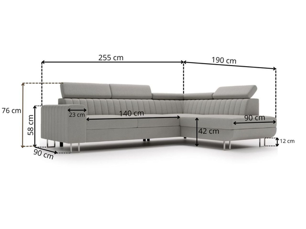 Ecksofa mit Schlaffunktion und Bettkasten Berona links Schwarz