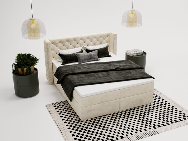 Boxspringbett mit Bettkasten 180x200 Lion Creme