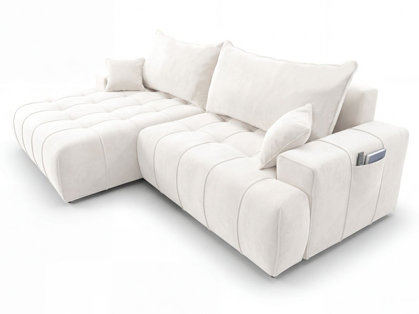 Ecksofa L-Form mit Schlaffunktion und Bettkasten Tulio Links Creme