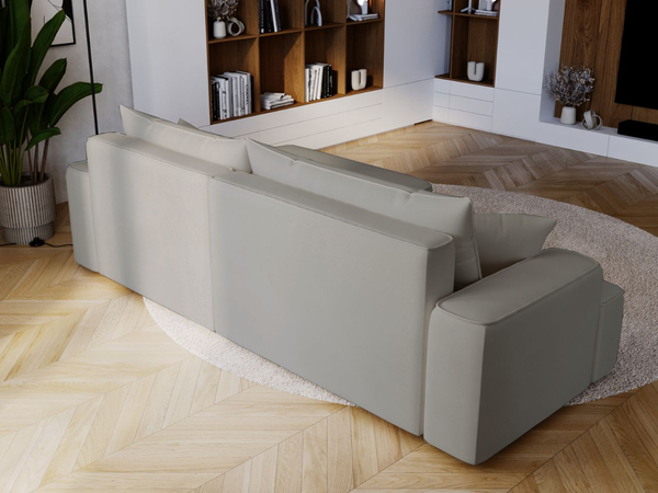 Ecksofa L-Form Rechts mit Schlaffunktion und Bettkasten California Hellgrau