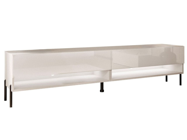 TV-Schrank für das Wohnzimmer 180 cm mit schwarzen Metallbeinen und LED-Beleuchtung Aurelie Kaschmir Hochglanz