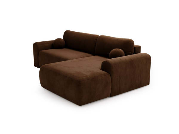 Ecksofa L-Form mit Schlaffunktion und Bettkasten Savana Rechts Braun