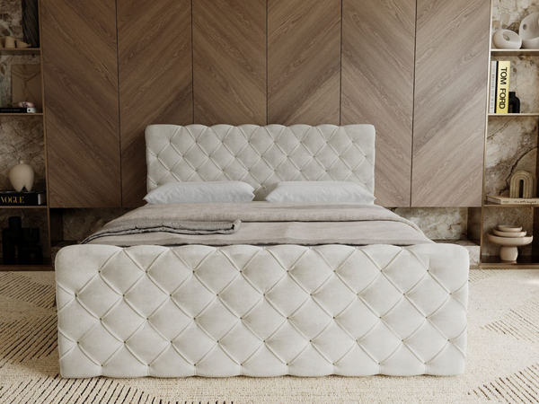 Boxspringbett mit Bettkasten 120x200 Lunaris Creme