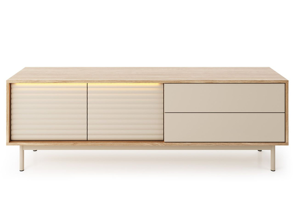 Ein Möbelset mit LED-Beleuchtung für das Wohnzimmer Rapallo Kaszmir, Eiche Geölte