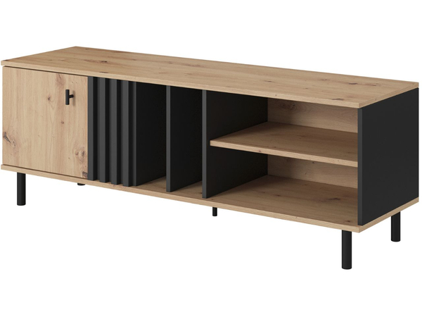 TV-Lowboard mit Türen Malone Artisan Eiche, Schwarz
