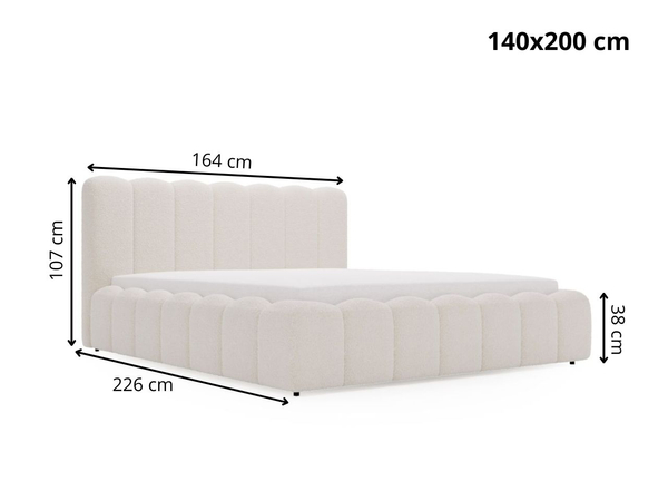 Polsterbett mit Bettkasten und Lattenrost 140x200 Smile Braun