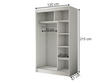 Schiebetürenschrank mit Spiegel und Lamellen 120 cm Loreto Weiß