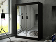 Schiebetürenschrank 150 cm mit Spiegel und LED-Beleuchtung Luzio Schwarz
