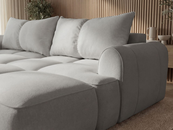 Ecksofa L-Form Rechts mit Schlaffunktion und Bettkasten Bonno Grau