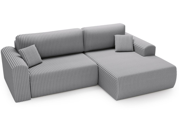 Ecksofa mit Schlaffunktion und Bettkasten Belvio rechts Hellgrau