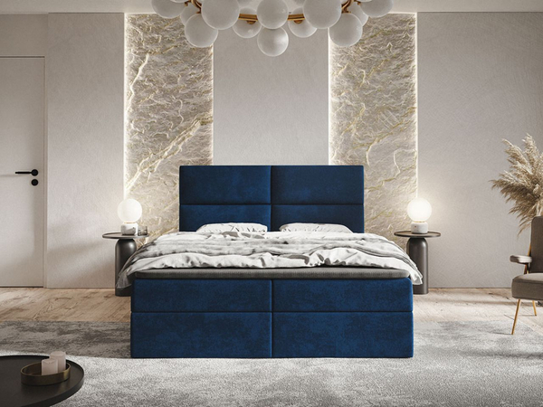 Boxspringbett mit Bettkasten 180x200 Hera Dunkelblau