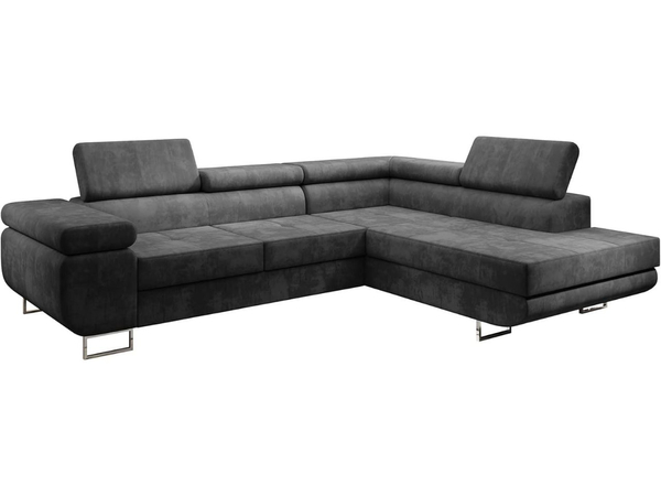 Ecksofa L-Form Rechts mit Schlaffunktion und Bettkasten Solam L Dunkelgrau