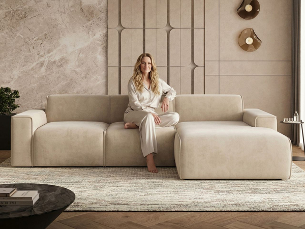 Ecksofa L-Form Rechts Lavia Beige