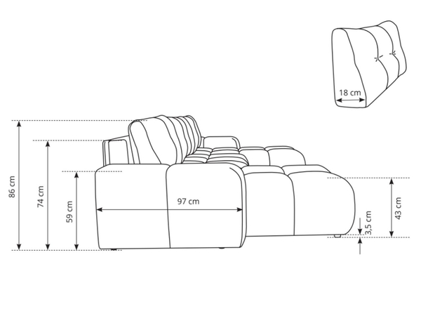 Wohnlandschaft mit Schlaffunktion und Bettkasten Sile U Grau