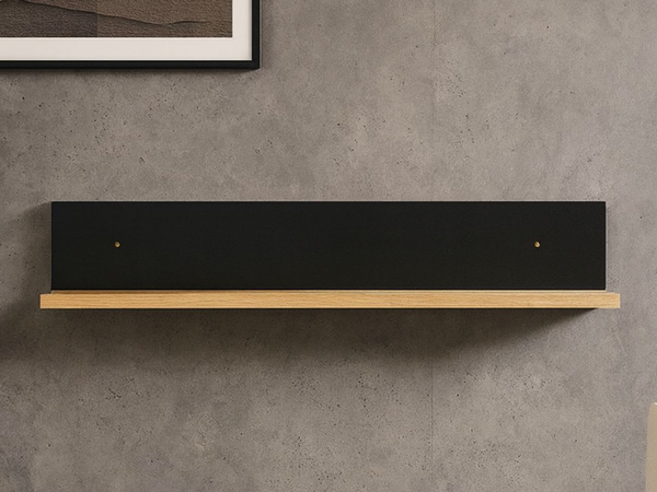 Langes Hängeregal 90 cm für das Wohnzimmer Lavore Wotan Eiche, Schwarz matt