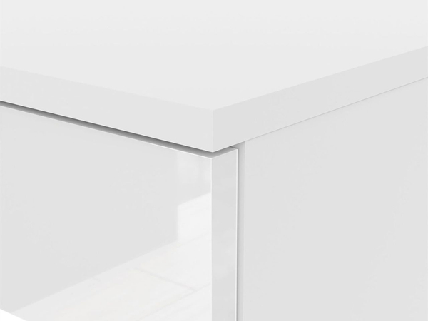 Kommode mit vier Schubladen und LED-Beleuchtung Nuveo Weiß Hochglanz