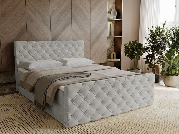 Boxspringbett mit Bettkasten 180x200 Lunaris Hellgrau