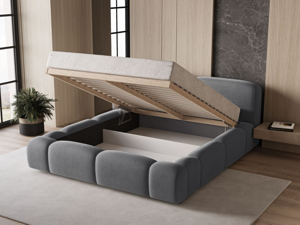Polsterbett mit Bettkasten und Lattenrost 140x200 Aubi Dunkelgrau