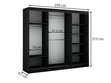 Schiebetürenschrank mit Sprossen 250 cm mit LED-Beleuchtung Ponti Schwarz, Grau