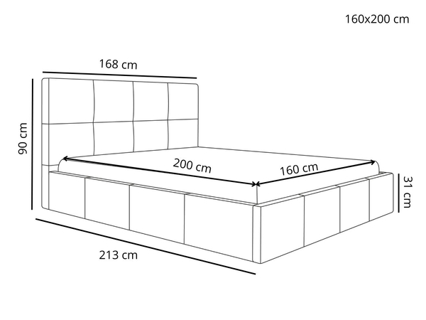 Polsterbett mit Bettkasten und Lattenrost 160x200 Malo Dunkelgrau