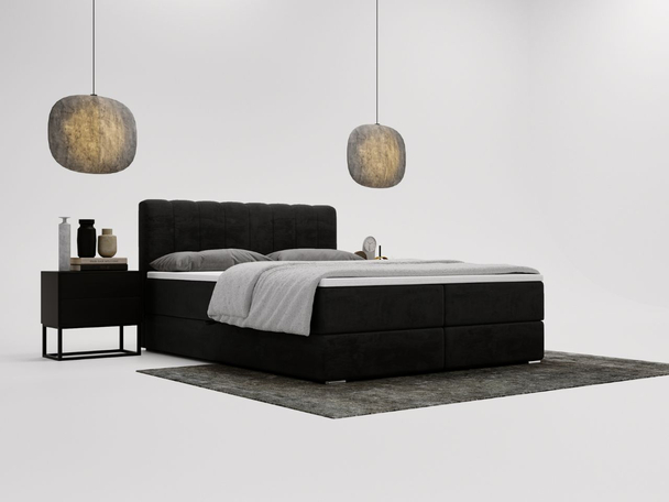 Boxspringbett mit Bettkasten 180x200 Forte Schwarz