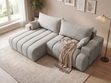 Ecksofa L-Form Links mit Schlaffunktion und Bettkasten Caleo Hellgrau