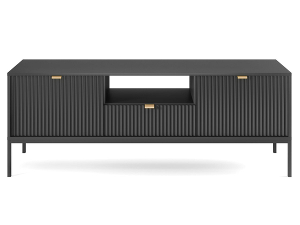 TV-Lowboard mit Schublade und Türen Amber Schwarz