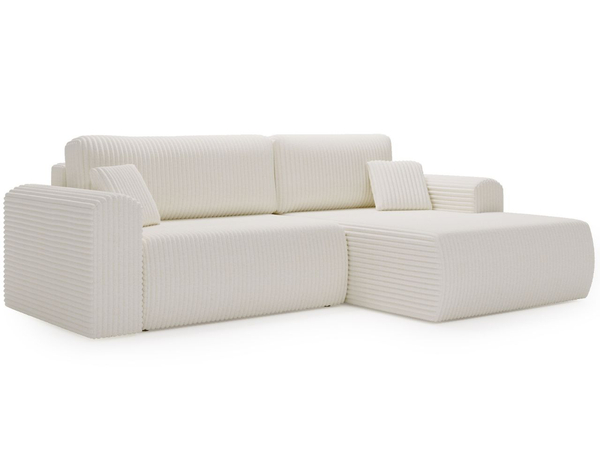 Ecksofa mit Schlaffunktion und Bettkasten Belvio rechts Creme