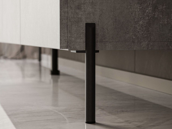 TV-Lowboard mit Türen auf Schwarzen Metallbeinen 200 cm Nodoo Beton