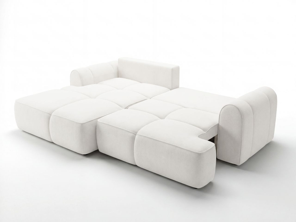 Ecksofa L-Form Links mit Schlaffunktion und Bettkasten Bonno Creme