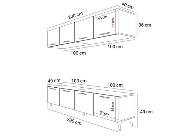 Wohnwand für das Wohnzimmer auf Schwarzen Metallbeinen Noaé Weiß Hochglanz