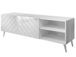 TV-Schrank mit gefrästen Fronten und verchromten Metallbeinen Vionel Weiß glänzend