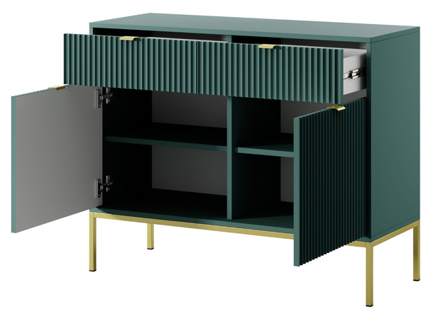 Kommode mit Türen und Schubladen Amber Grün, Gold Frame