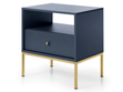 Nachttisch mit Schublade auf Golden Metallbeinen Amor Marineblau