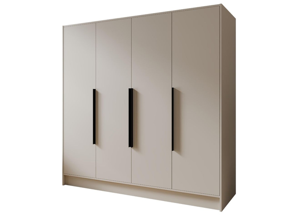 Kleiderschrank 200 cm Perugia Kaschmir mit schwarzen Griffen