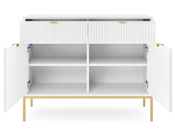 Kommode mit Türen und Schubladen Amber Weiß, Gold Frame
