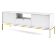 TV-Lowboard mit Schublade und Türen Amber Weiß, Gold Frame