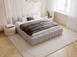 Polsterbett mit Bettkasten und Lattenrost 140x200 Cloud Low Bouclé-Stoff Grau