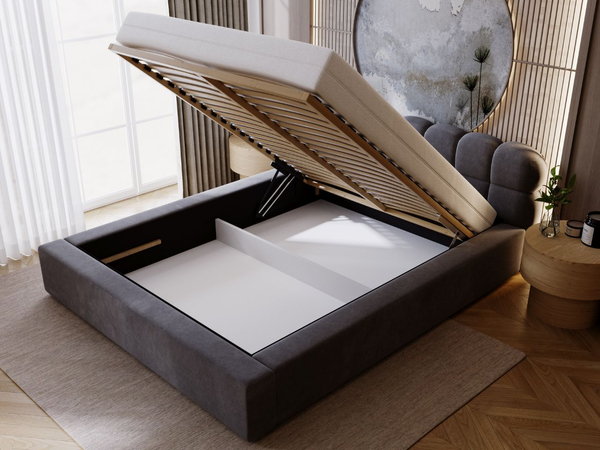 Polsterbett mit Bettkasten und Lattenrost 180x200 Plaza Dunkelgrau