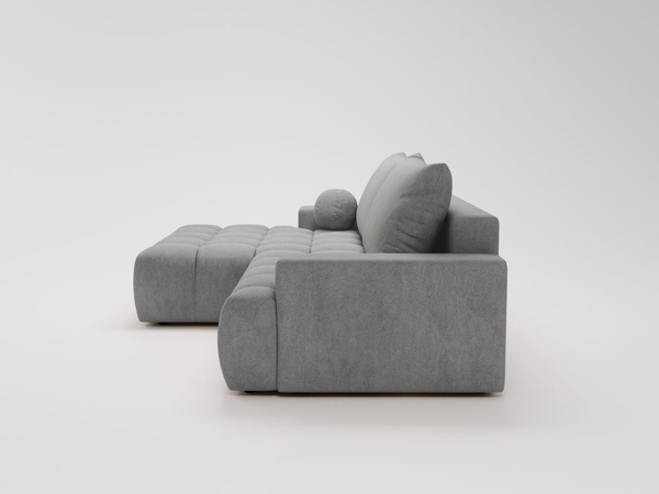 Ecksofa L-Form mit Schlaffunktion und Bettkasten Havi Links Grau