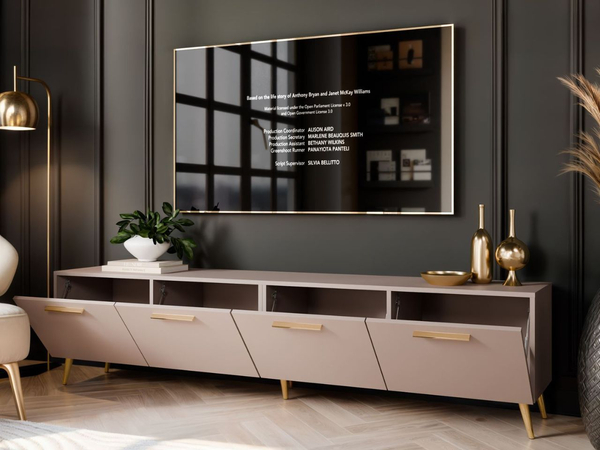 TV-Lowboard mit Türen auf Goldenen Metallbeinen 200 cm Noaé Kaschmir