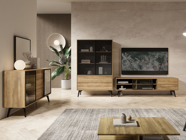 Kommode mit Türen und Schubladen Soil Barock Eiche, Schwarz