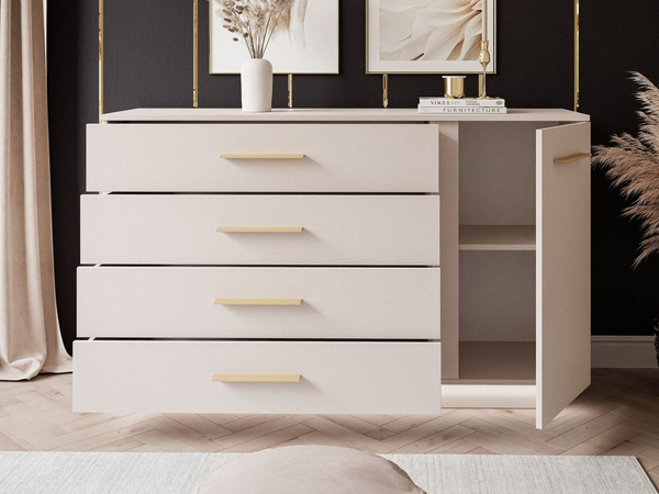 Kommode mit Türe, Schubladen und LED-Beleuchtung Nuveo Kaschmir