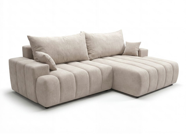 Ecksofa L-Form Rechts mit Schlaffunktion und Bettkasten Caleo Beige