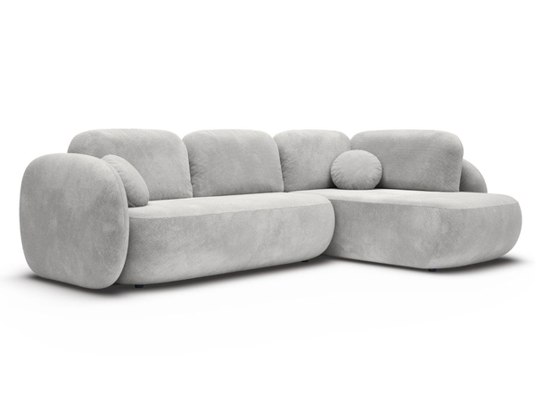 Ecksofa mit Schlaffunktion und Bettkasten Rechts Carino Hellgrau