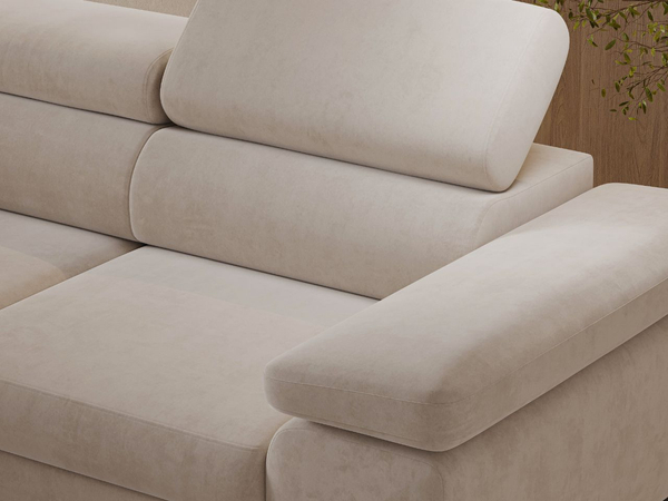 Ecksofa mit Schlaffunktion und Bettkasten Argon Links Beige