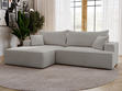 Ecksofa L-Form Links mit Schlaffunktion und Bettkasten California Hellgrau