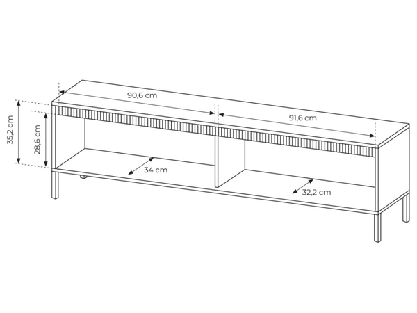 TV-Lowboard mit Türen 187 cm Sorano Schwarz