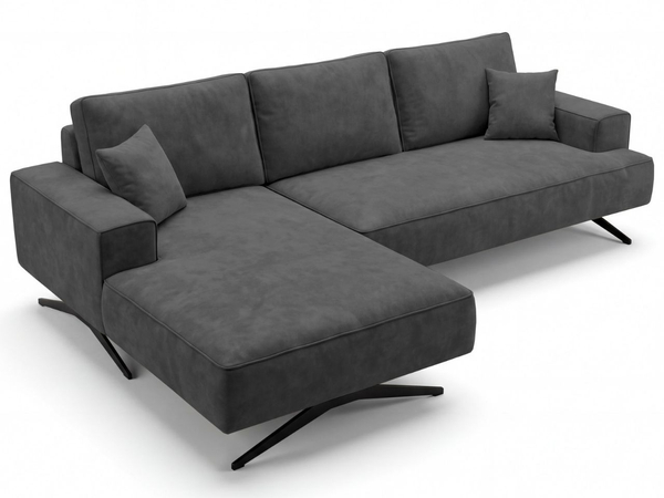 Ecksofa L-Form auf Metallbeinen Leto Links Anthrazit