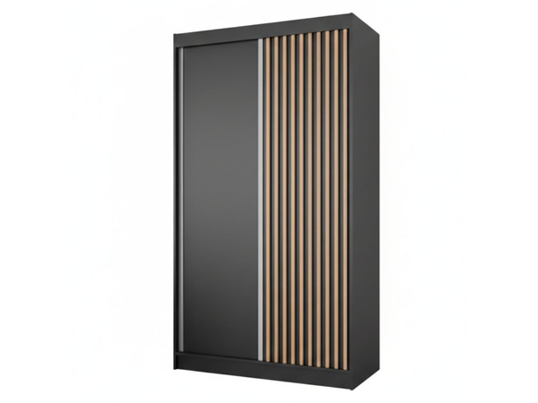 Schiebetürenschrank mit Lamellen 120 cm Loreto Schwarz